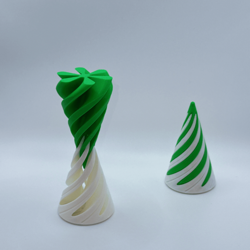 Animated White & Green Spirally fidget toy showing how the toy moves when played with.